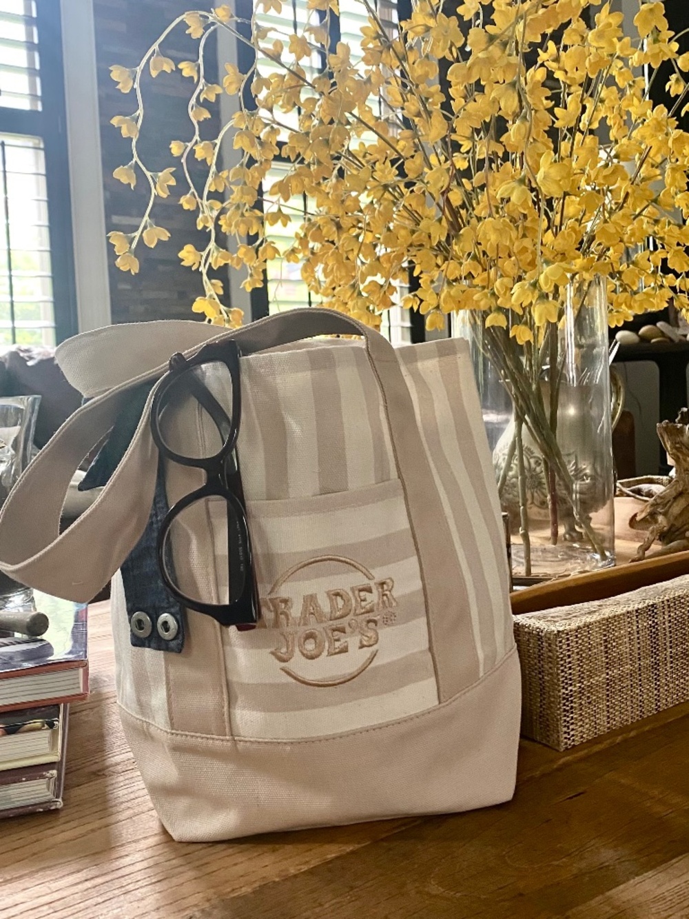 TRADER JOE’S Viral Striped Mini Tote Canvas Bag Pastel Set of 4-NWT